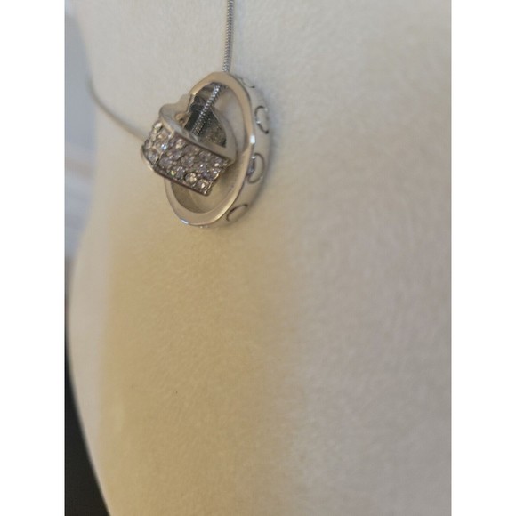 Floating Heart 18k Plated White Gold Made with Swarovski Crystals Charm Necklace - Picture 4 of 7